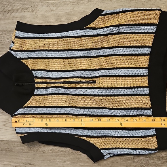 Zara Sleeveless Zip Neck Sweater Vest - Black, Tan & Light Blue sz Medium - Picture 6 of 9